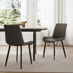 Eureka Modern Grey Dining Chairs with Leather Upholstered Set of 2