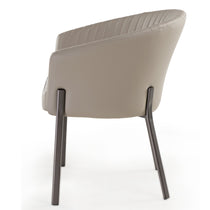 Dark Gray Jade Upholstered Arm Dining Chair, Retro-Modern Design With Stitched Backrest and Metal Legs, Dining Room Seating.