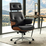 Eureka Ergonomic Mathias black leather chair with mountain view