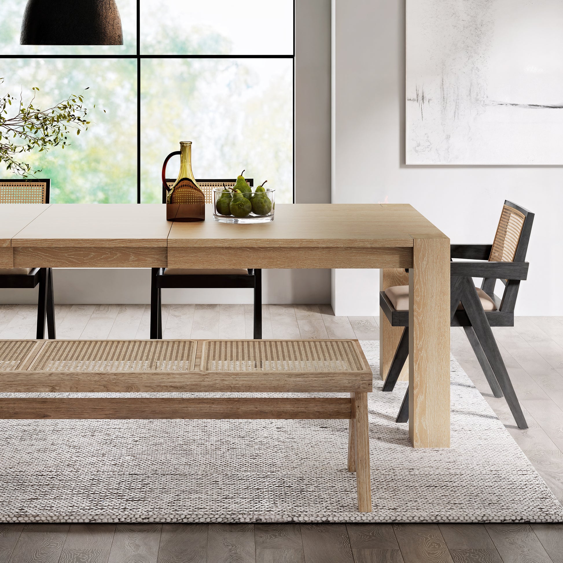 Extendable Designer Dining Bench Extending Oak Dining Table|Eureka