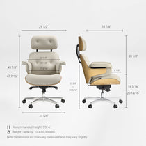 Eureka Ergonomic Mathias white executive chair dimensions diagram
