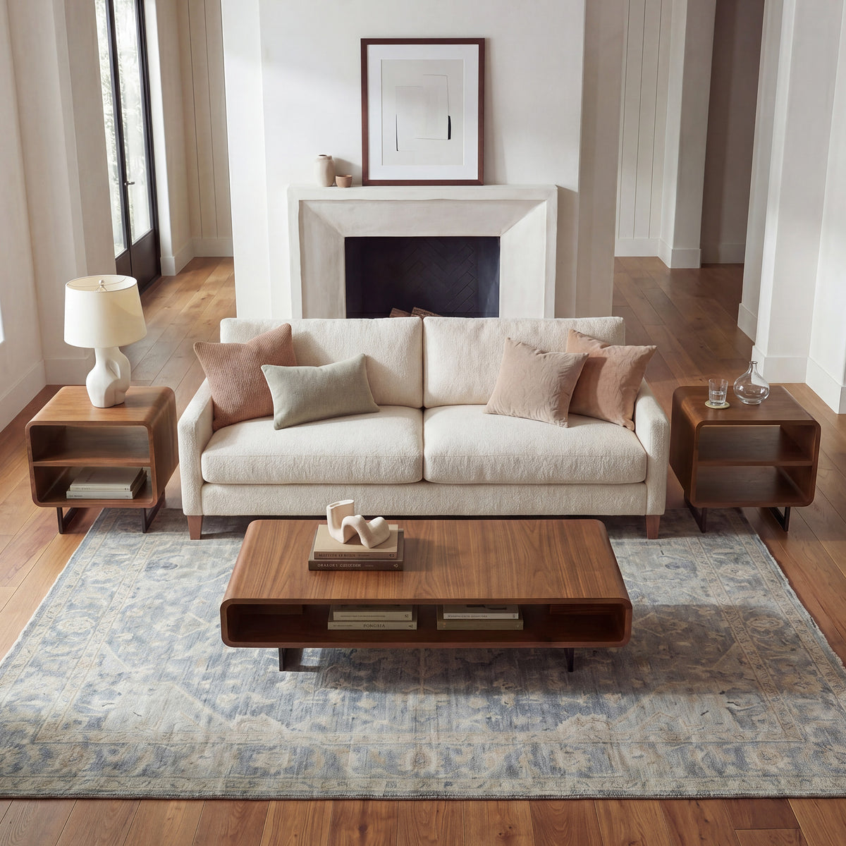 47" Walnut 3-Piece Coffee Table and Side Table Set