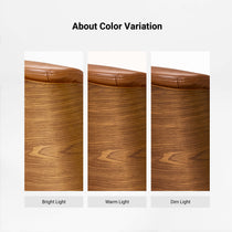 Eureka Ergonomic Mathias Mason chair color variation chart showing walnut finishes in different lighting