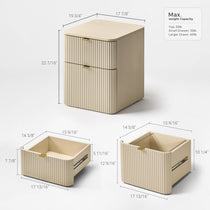 Eureka Ergonomic Opal 22 inch file cabinet dimension chart with drawer sizes and 40 lb weight capacity