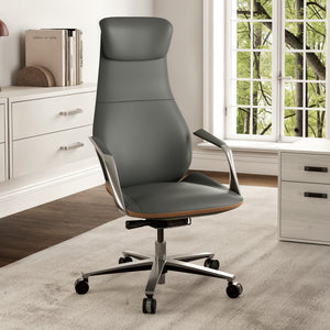 Serene Aaron Genuine Leather Executive Office Chair - Gray