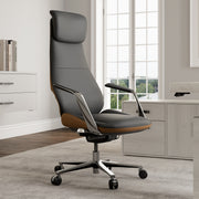 Serene Aaron Genuine Leather Executive Office Chair - Gray