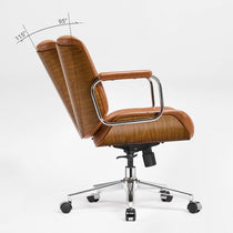 Eureka Ergonomic brown Mathias Mason low back office chair, side view, displaying its backrest recline angle