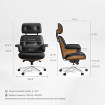 Eureka Ergonomic Mathias black chair dimensions diagram