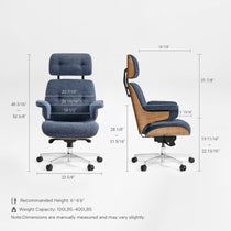 Eureka Ergonomic Mathias navy upholstered chair dimensions