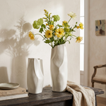 HD-07 Handcrafted Cream-Colored Vases With Yellow Flowers, Creating an Artistic Atmosphere.