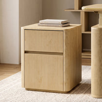 Eureka Ergonomic Aurelia Fluted File Cabinet, Modern 2 Drawer File Cabinet with Light Oak Finish