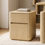 Eureka Ergonomic Aurelia Fluted File Cabinet, Modern 2 Drawer File Cabinet with Light Oak Finish