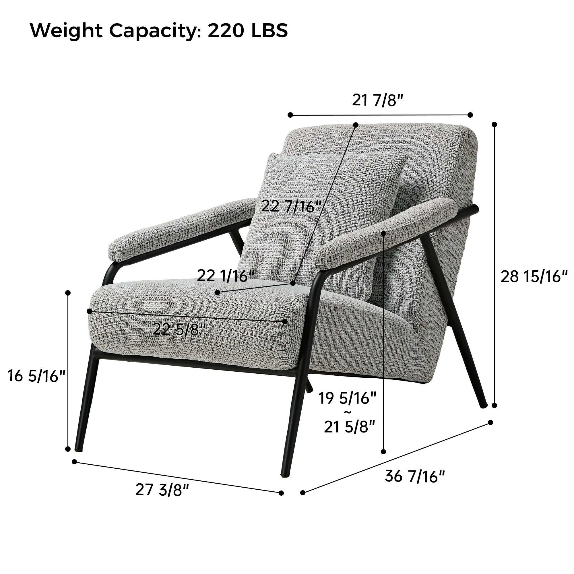 Italian Minimalist Gray Lounge Chair with Innovative Wrought Iron Frame