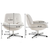 Eureka Ergonomic Henry Chenille Swivel Lounge Chair With Dimensions, Off-White Fabric.