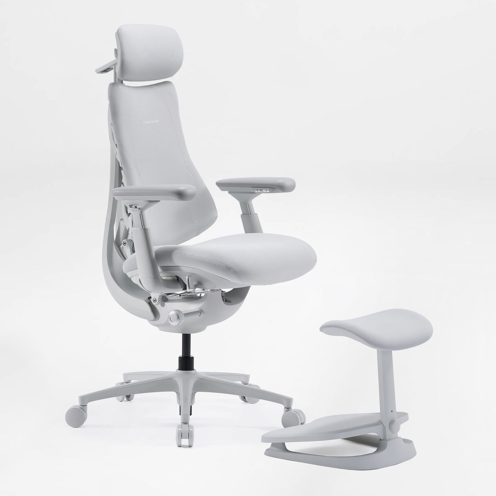 LiberNovo Omni Pro in Home Office, Ergonomic Office Chair and Footrest, Glacier