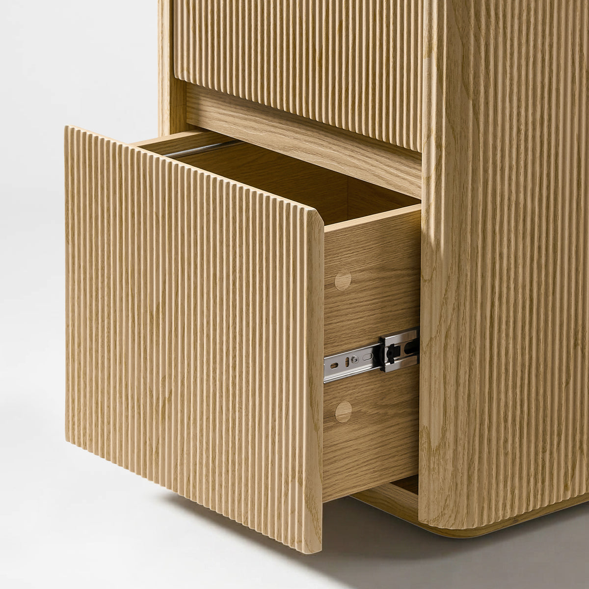 Eureka Ergonomic Aurelia Fluted File Cabinet, Hidden Handle Modern File Cabinet Detail