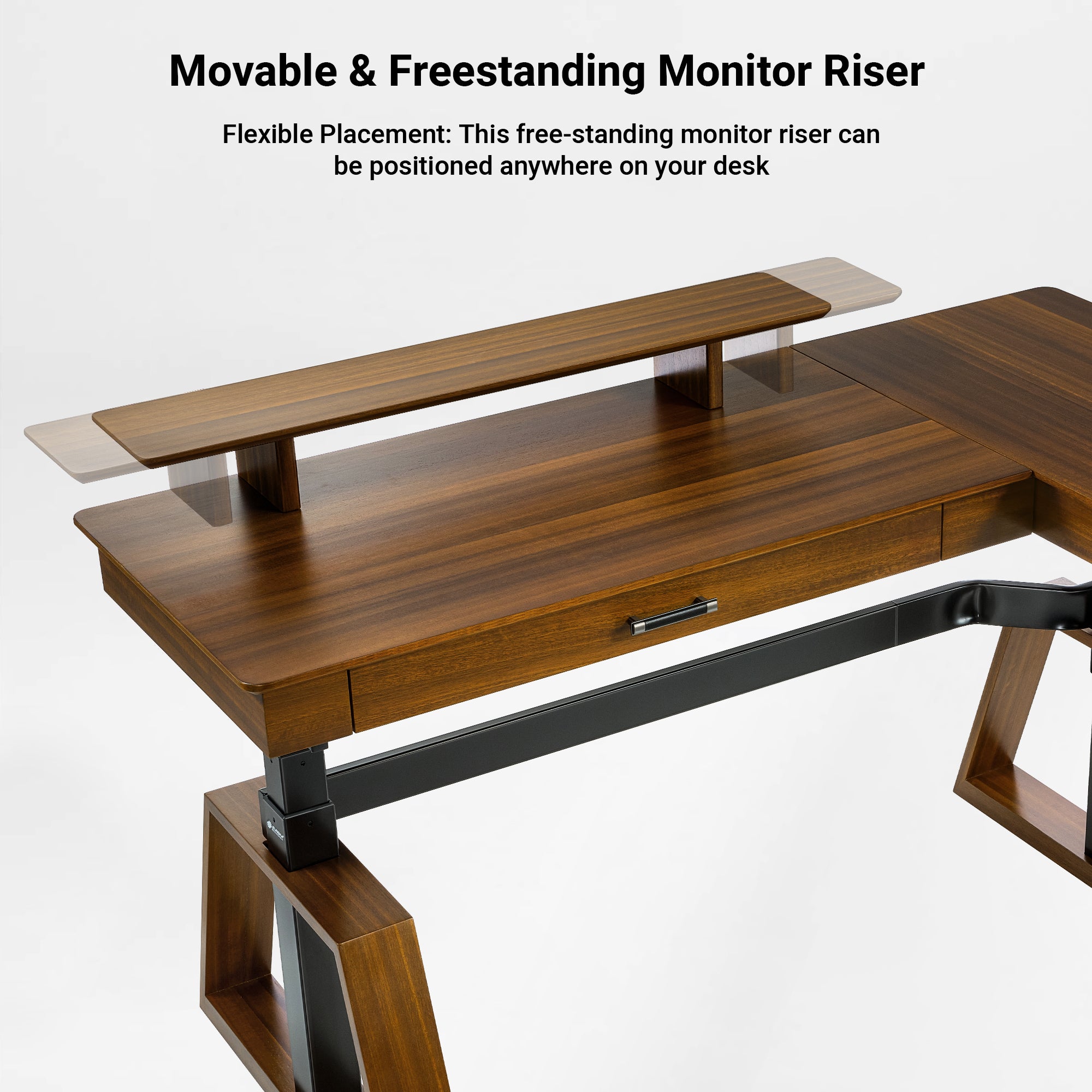 Eureka Ergonomic 63'' L Shape Executive Standing Desk, Walnut Finish