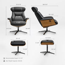 Matteo,Napa Leather Lounge Chair and Ottoman