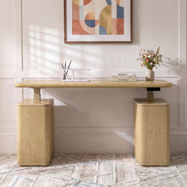 Eureka Ergonomic Opal Aurelia Fluted Standing Desk with Storage, Oak