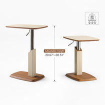Height-Adjustable Saddle Leather C-Shaped Side Table