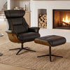 Matteo,Napa Leather Lounge Chair and Ottoman - Black