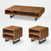 47" Walnut 3-Piece Coffee Table and Side Table Set