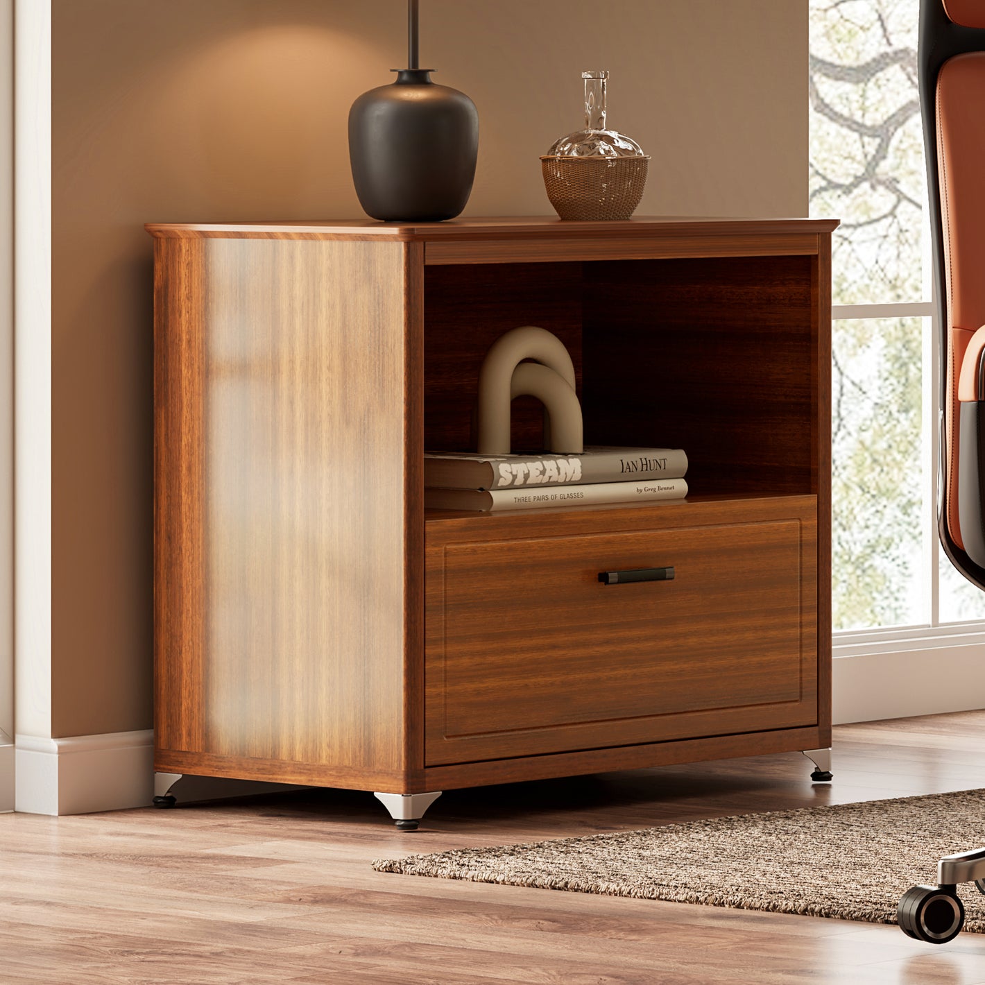 29'' Display File Storage Cabinet, Dark Walnut