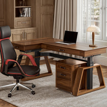 Eureka Ergonomic Ark Pro L-Shaped Walnut Standing Desk, Modern Home Office Design.