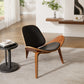 Eureka Ergonomic Living Room Ryder, PU Leather & Wood Mixed Lounge Chair, Black with End table