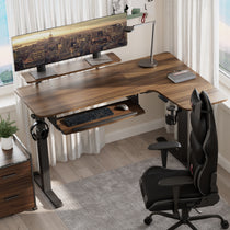 Eureka Ergonomic L-Shaped Standing Desk With Monitor, Ergonomic Chair, and Accessories, Ergonomic Workspace.