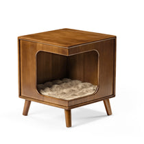 Wooden Cat Bed Side Table, Modern Design With Soft Plush Cushion for Cat Comfort and Stylish Home Integration.