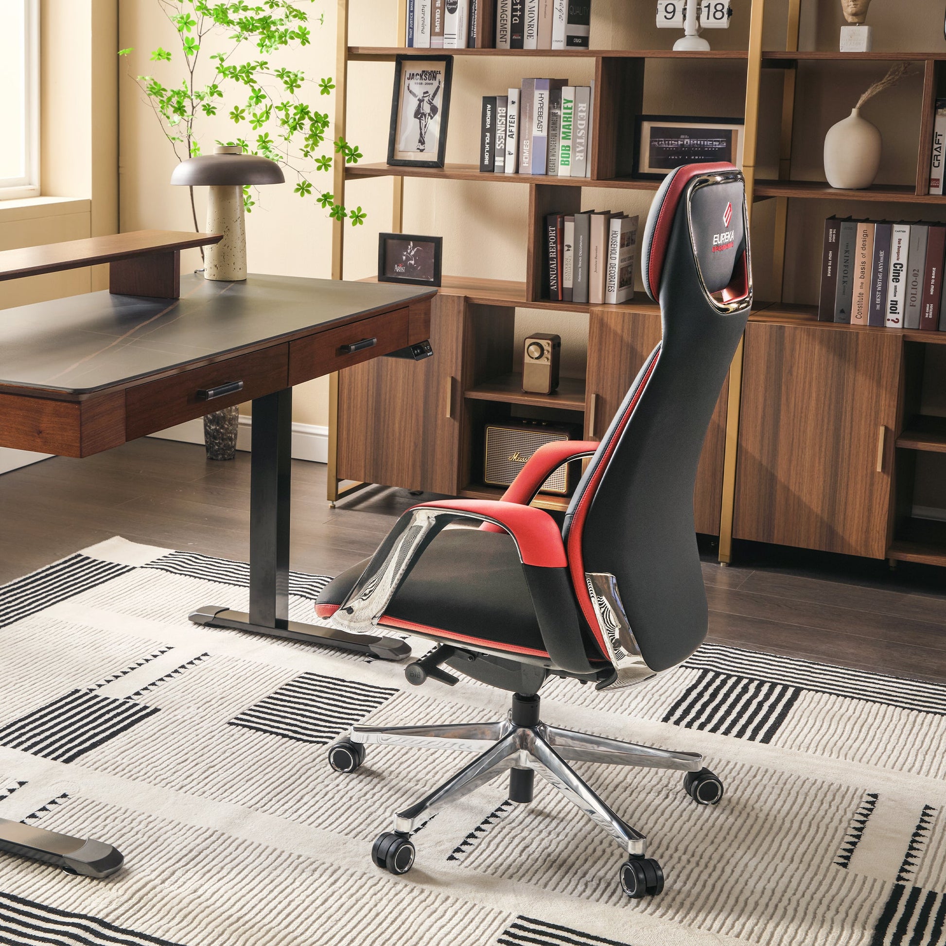 Black-Red, Home Office Chair in reading room