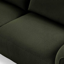 Vero Power Sleeper Sofa Detail, Olive Green Breathable Techno 3D Mesh Fabric, Modern Design.