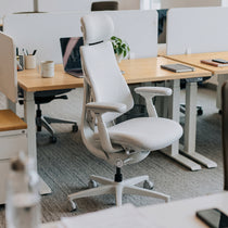 LiberNovo Omni Dynamic Ergonomic Office Chair Glacier White in commercial office environment