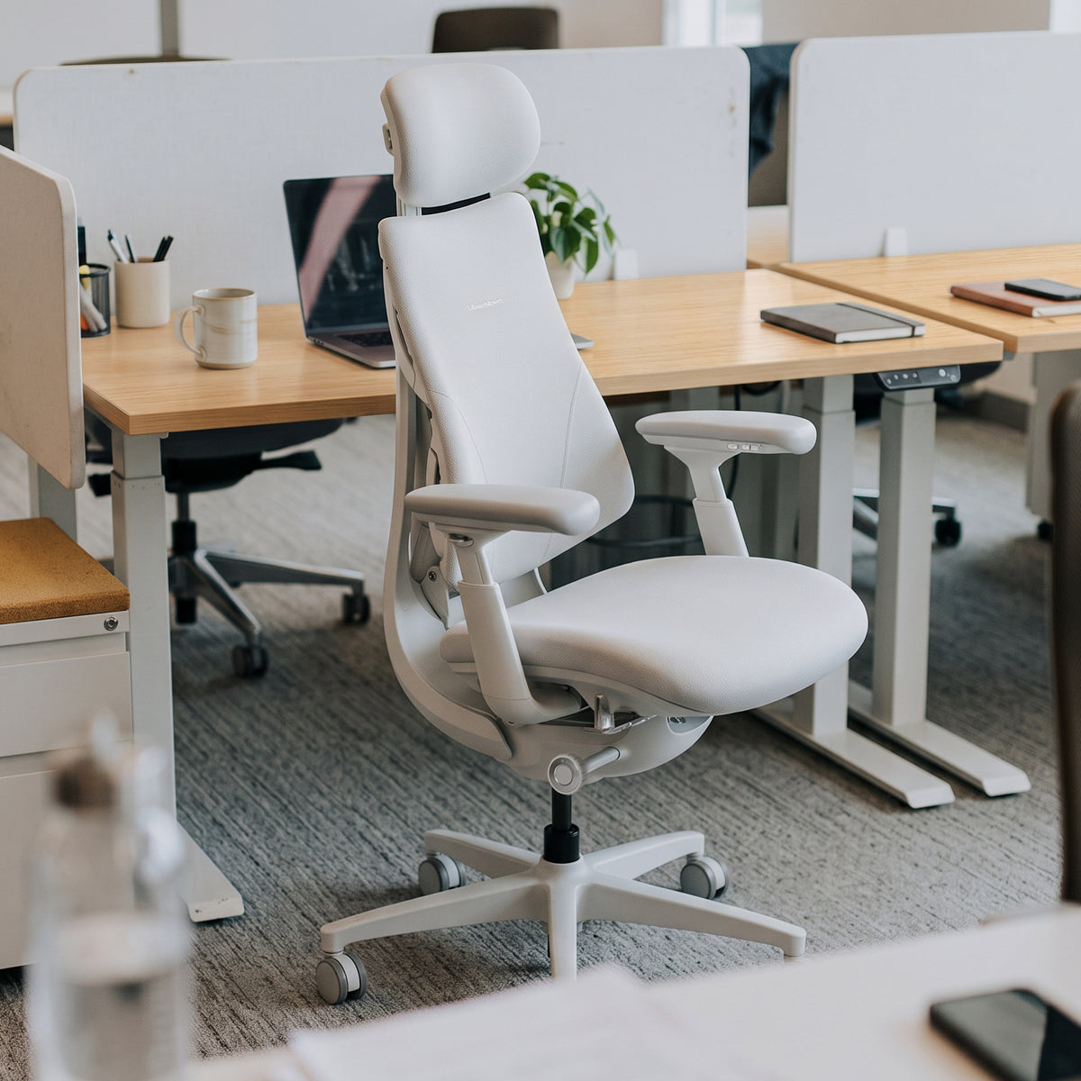 LiberNovo Omni Dynamic Ergonomic Office Chair Glacier White in commercial office environment