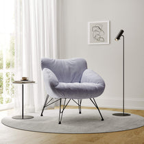 Marco Cozy Lounge Chair in Light Blue Terry Cloth, Modern Living Room Furniture.