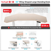 Aero Pro Wing Shaped Standing Desk (63"x23")