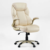 Galene Faux Leather Office Chair in Cream With Ergonomic Design, Workspace Comfort.