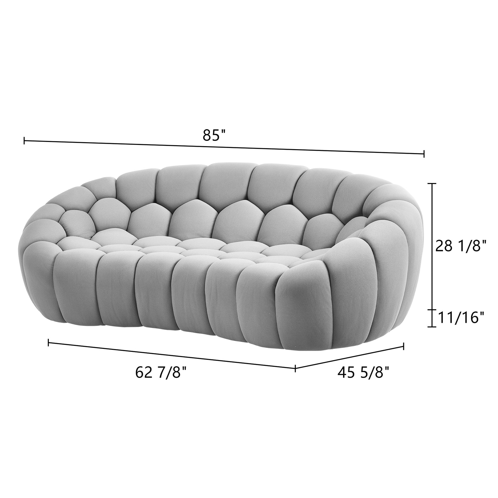 Eureka Ergonomic Bubble Shaped Cotton Loveseat Sofa Gray in Living Room