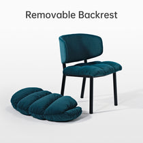 Rlesana Teal Velvet Dining Chair With Removable Backrest Detail, Black Legs. Luxurious Dining Furniture.