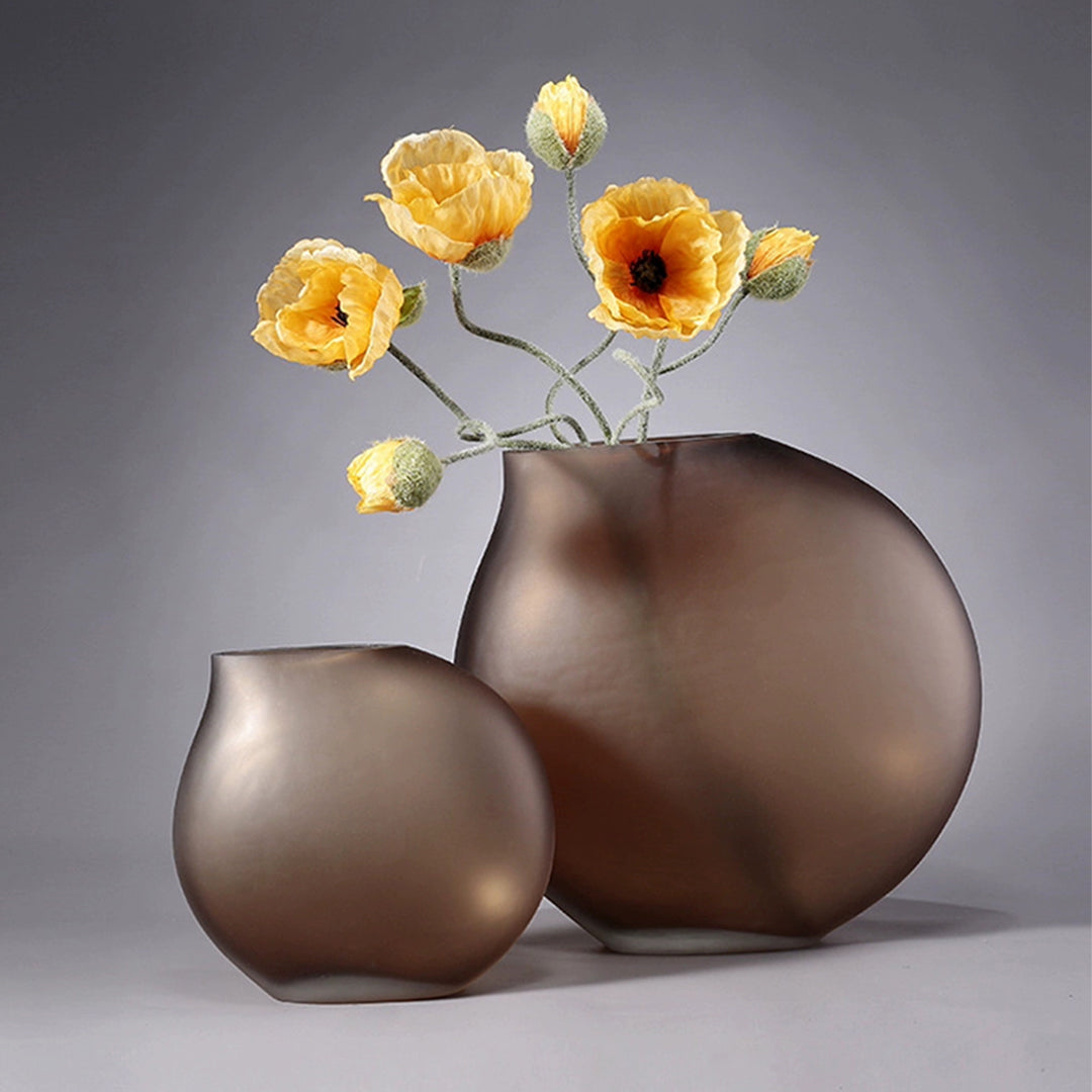 HD-01 Brown Vase With Flowers, Stylish Home Decor Accent.