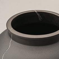 Dark Gray Ceramic Vase With Silver Crack Detail, Perfect for Dining Table Or Shelf Decor.