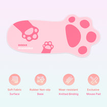 Eureka Ergonomic Pink Gaming Mouse Pad With Cat Paw Design and Smooth Surface, Non-Slip Base.