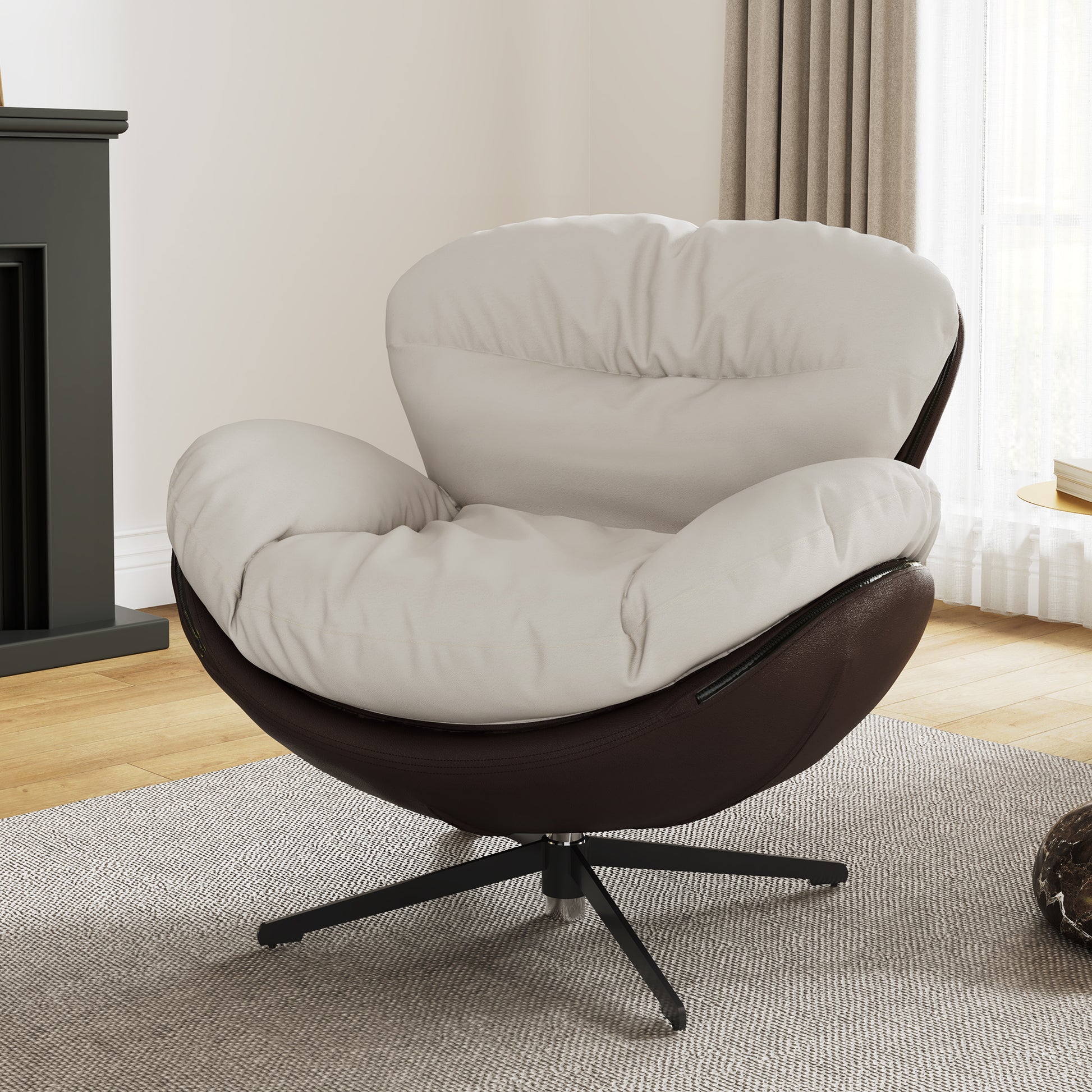 Eureka Ergonomic Living Room with Gray Alexia, Swivel Lounge Chair