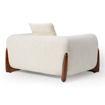 Rowan Accent Chair, Off-White Boucle Fabric, Wooden Legs, Modern Design and Ergonomic Comfort.