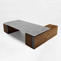 Eureka Ergonomic Zen Pro Executive Standing Desk, Sintered Stone Top With Wood Cabinets.