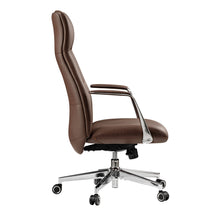 Royal Slim Executive Office Chair, Brown Leather, Ergonomic Design, Chrome Base.