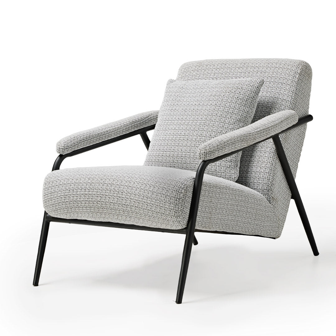 Italian Minimalist Gray Lounge Chair with Innovative Wrought Iron Frame