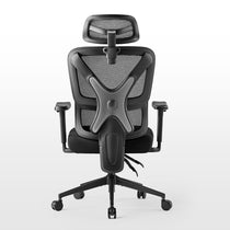 Eureka Ergonomic Exis Ergonomic Office Chair back view, black mesh back, adjustable headrest, lumbar support.