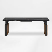 Eureka Ergonomic Zen Pro Standing Desk, Black Sintered Stone Desktop, Wood Accents, Modern Office Furniture.